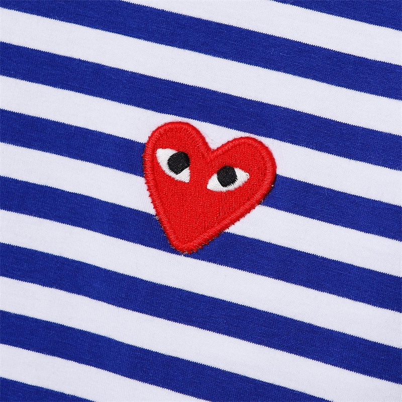 Áo Thun Họa Tiết Sọc Thêu Hình Trái Tim Thời Trang Đường Phố
