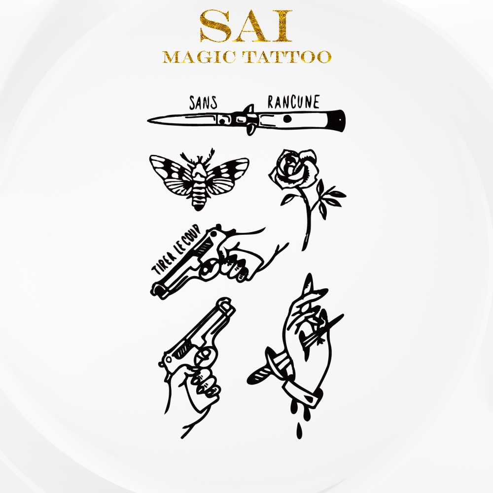 Miếng dán hình xăm tạm thời SAI MAGIC TATTOO 10CM×06CM chống thấm nước lâu trôi lên đến 2 tuần 008
