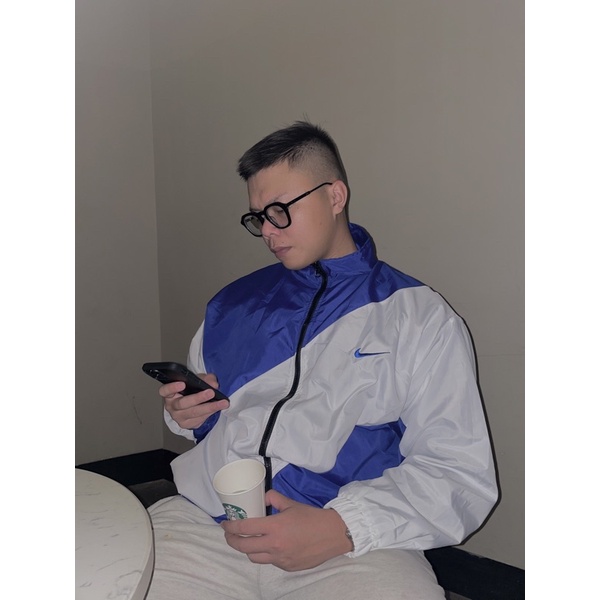 Áo Khoác Jacket Nike Swoosh Vintage Xanh Coban Nam Nữ Vải Dù 2 Lớp Cao Cấp LBsar