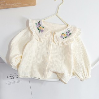 Áo sơ mi tay dài thời trang mùa đông cho bé gái 1-7 tuổi