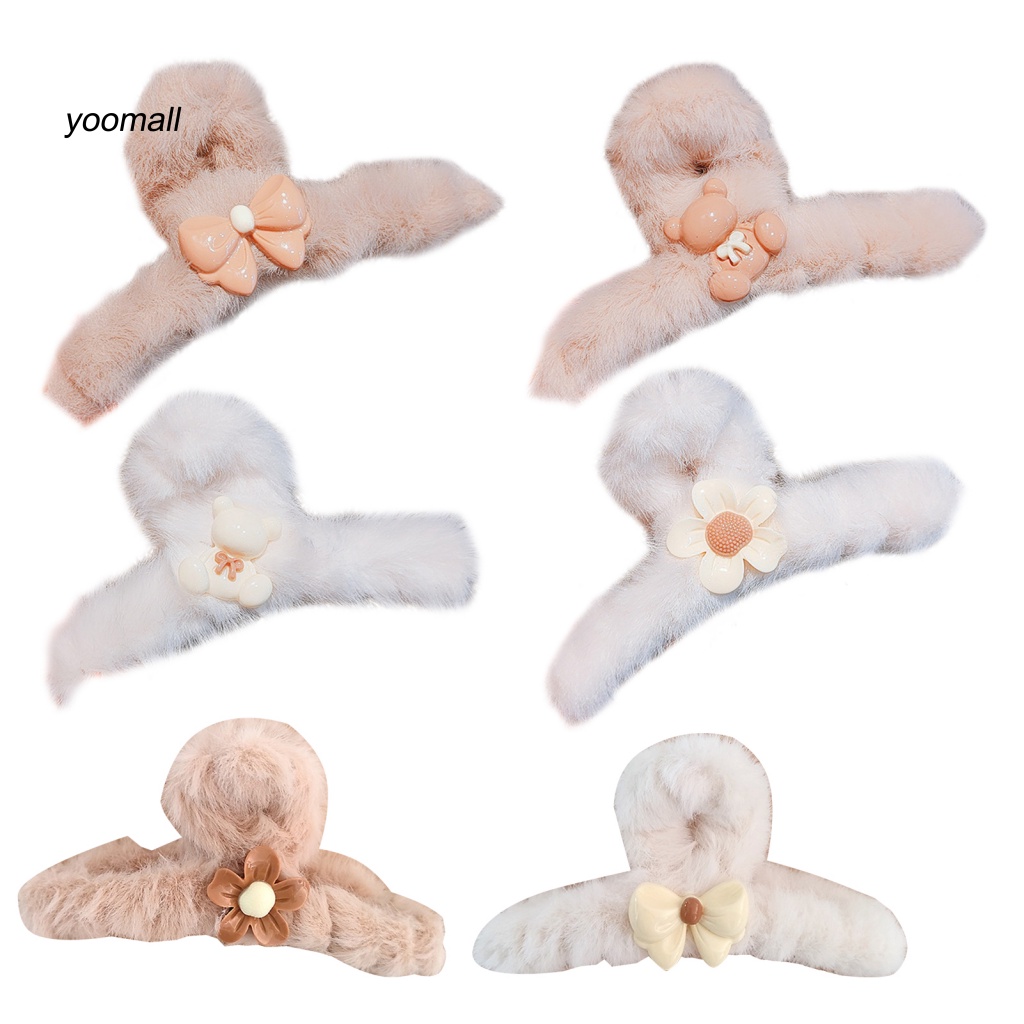 / Yo / Kẹp Tóc Càng Cua Lông Xù Đơn Giản Cá Tính Sử Dụng Hàng Ngày Cho Nữ