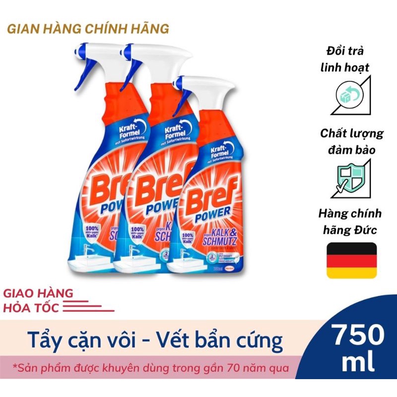 Xịt Tẩy Rửa Bref Power Vệ Sinh Sạch Sẽ Thơm Tươi Mát Chai 750ml, ,berf tẩy dầu mỡ,berf tẩy cặn canxi