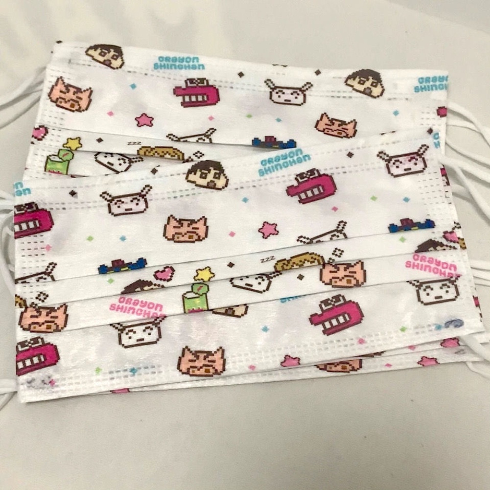 1 Khẩu Trang 3 Lớp Thoáng Khí In Họa Tiết Hoạt Hình Cậu Bé Bút Chì Shin-chan