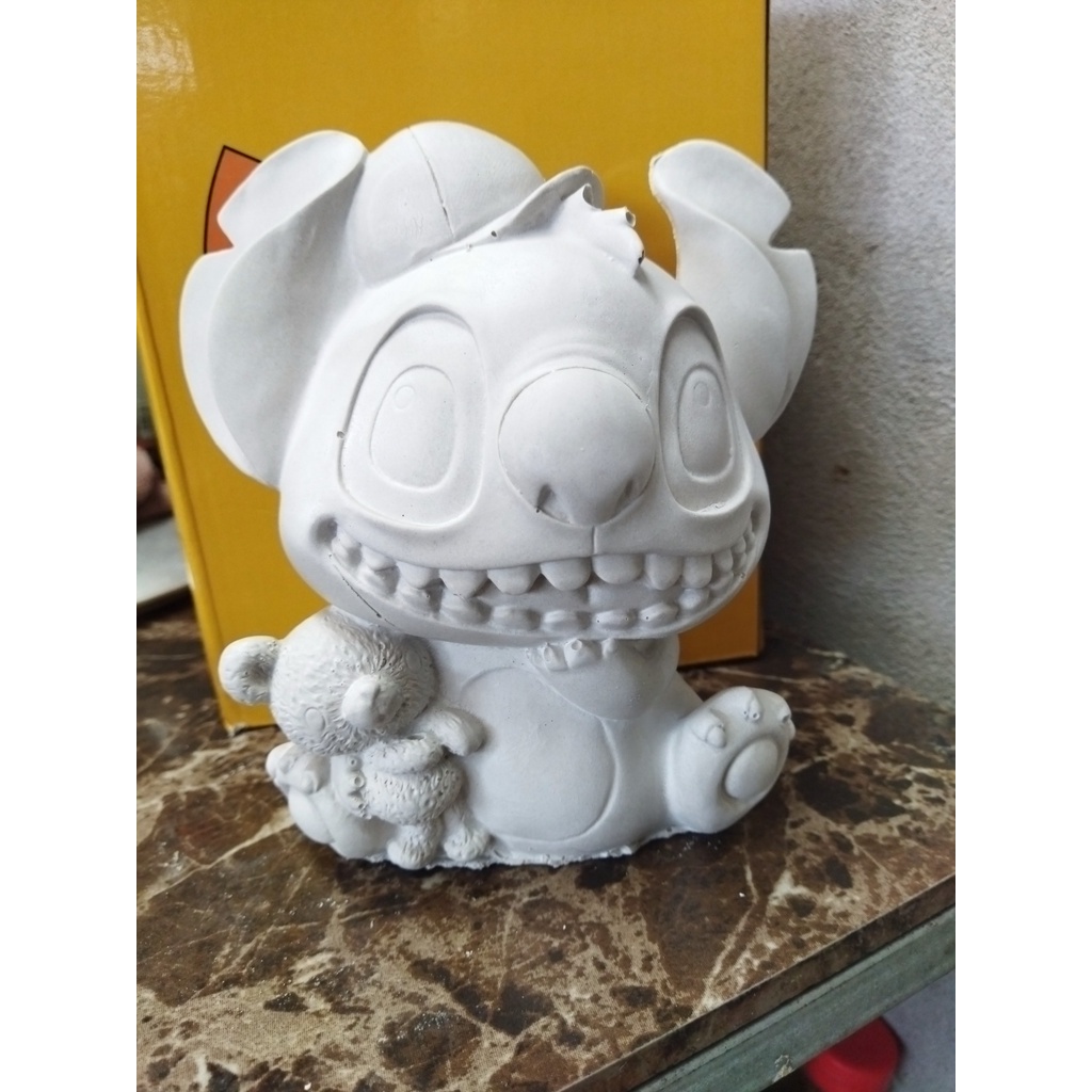 Tượng tô màu stitch - Tượng thạch cao 17cm - Tượng nhân vật hoạt hình