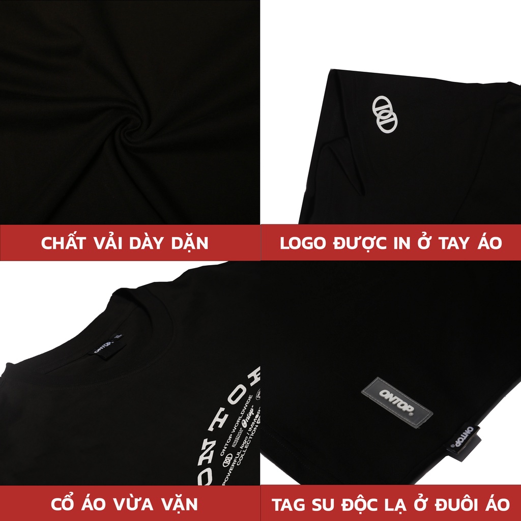 Áo thun tay lỡ form rộng nam nữ màu đen local brand ONTOP - Worldwide Tee O19-T6