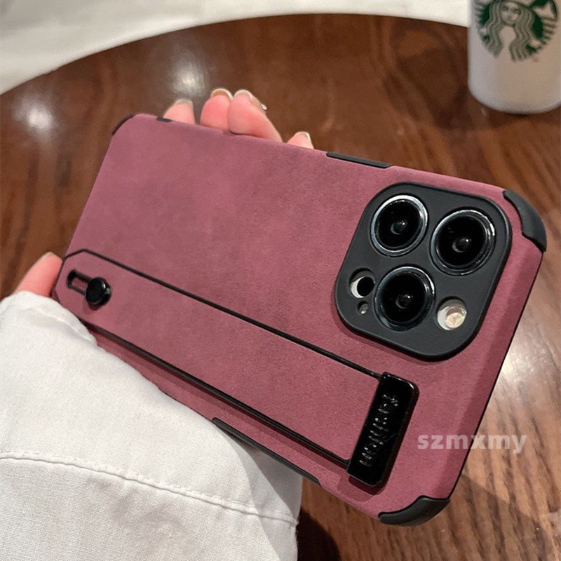 Ốp Điện Thoại Da Cừu Mềm Gắn Dây Đeo Cổ Tay Làm Vòng Đỡ Chống Rơi Cho IPhone 14 13 12 11 Pro X XS Max XR 7 8 Plus