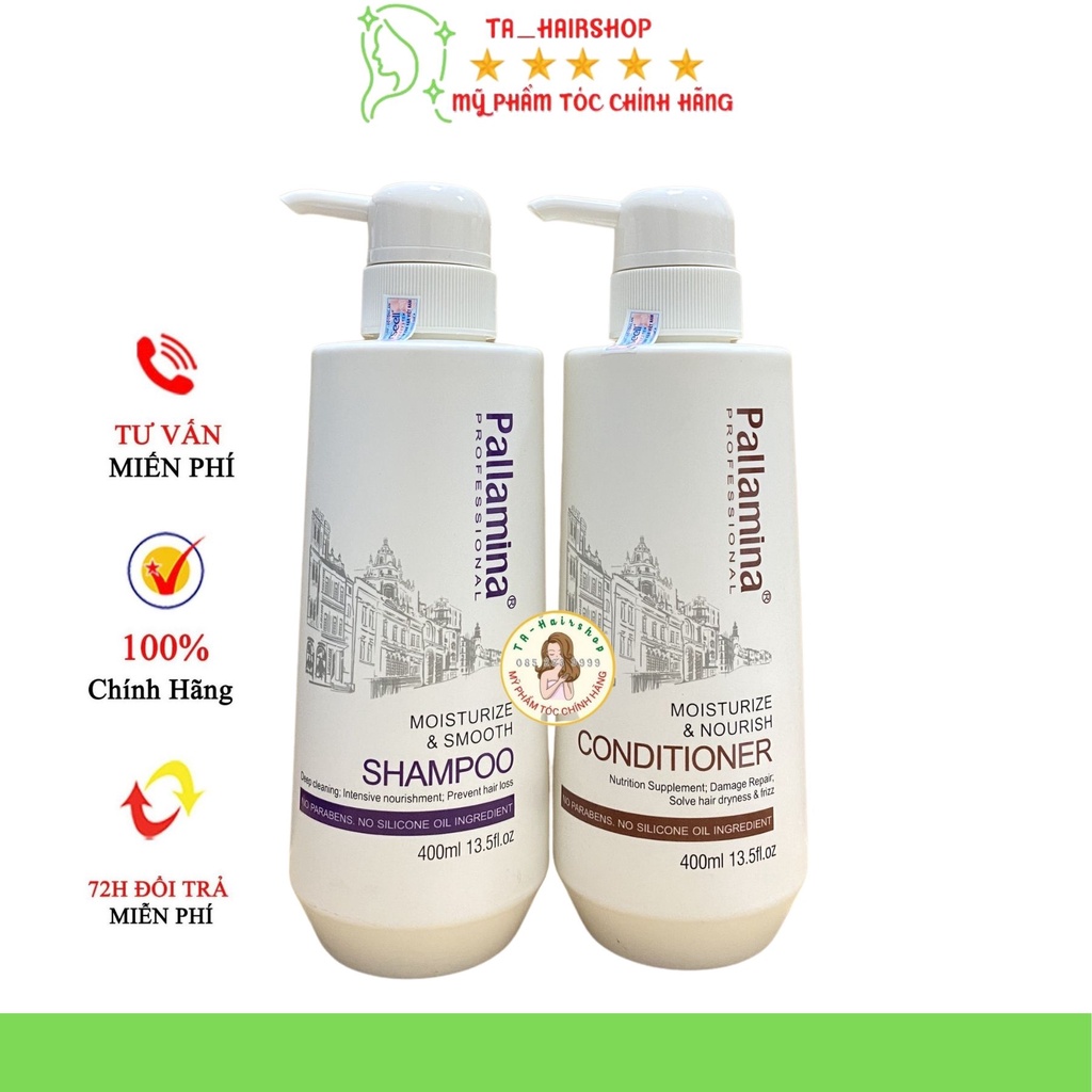 Dầu Gội keratin kiềm dầu sạch gàu phục hồi, mềm mượt chống gẫy rụng tóc cặp dầu xả pallamina keratin 400ml – 750ml hàng