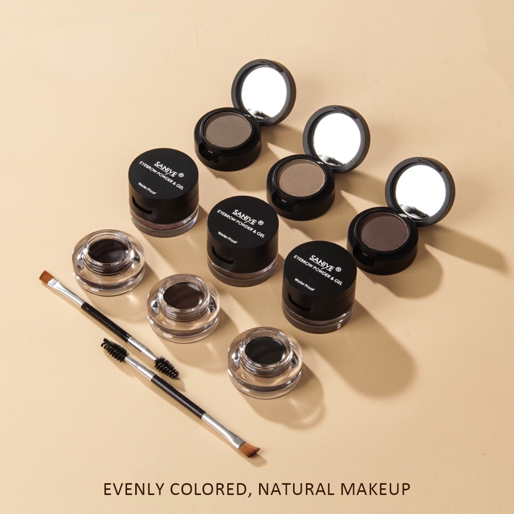 Bột Vẽ Lông Mày Kiêm Kẻ Mắt 2 Trong 1 Chống Thấm Nước Kèm Cọ Trang Điểm Tiện Lợi