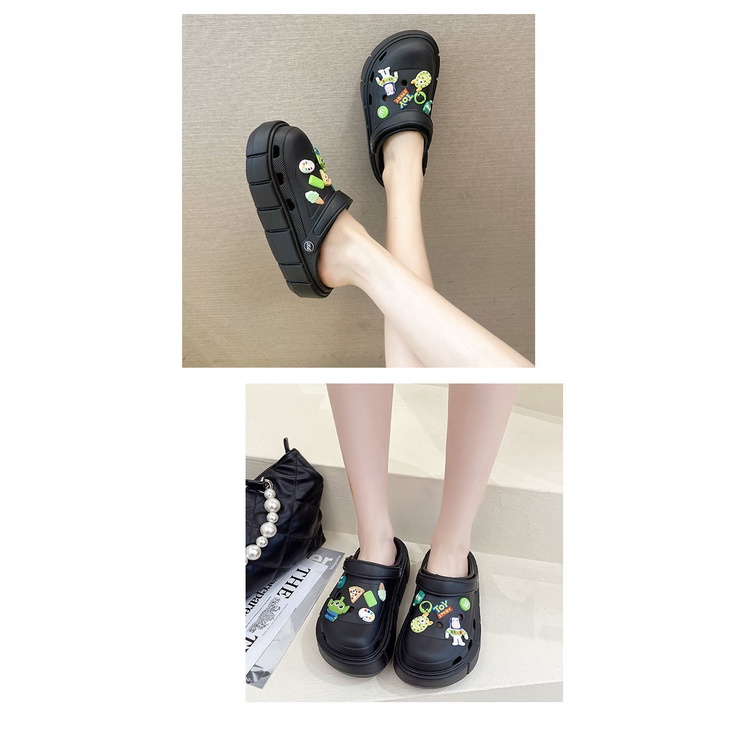 Dép Cross độn đế nữ đế 5cm siêu nhẹ kèm Sticker dễ thương - dép bánh mì Cross nữ hot trend 2022