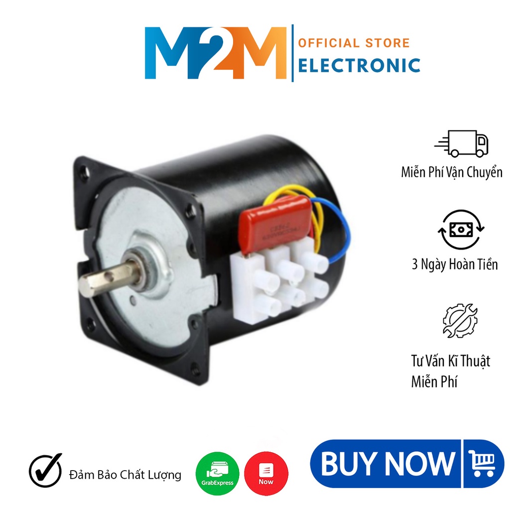 Motor Bếp Nướng, Lò Nướng Than Hoa Quay Tự Động Mô Tơ 220V 14W 30RPM-60KTYZ, Động Cơ 220V Giảm Tốc 220V Quay Gà Vịt