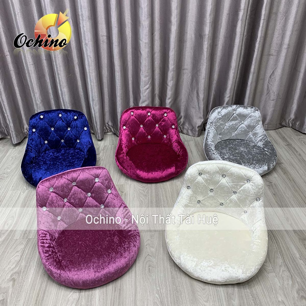 Mặt Ghế Quầy Lễ Tân, Đệm Ghế Trang Điểm Mẫu Nỉ Nhung Đính Đá (Không Chân)
