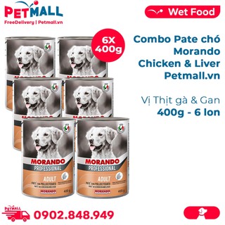Combo Pate chó Morando vị Thịt gà & Gan 400g - 6 lon Petmall