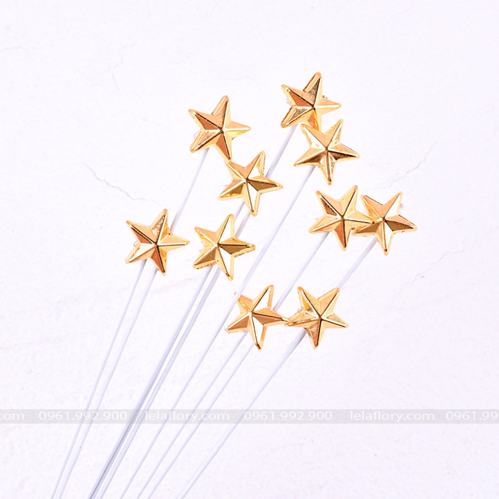 Set 5 que cắm bánh sinh nhật hình ngôi sao, hình trái tim màu vàng và bạc - QCB0001