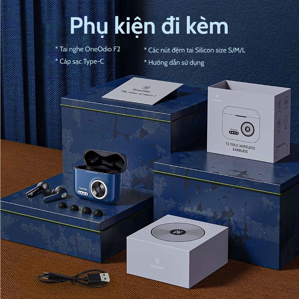 Tai Nghe Bluetooth TWS OneOdio F2 chính hãng - Siêu bass thương hiệu tai nghe DJ bán chạy nhất Mỹ pin 48h