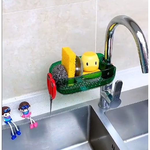 Giá để đồ inox cài cạnh vòi nước rửa bát nhà tắm