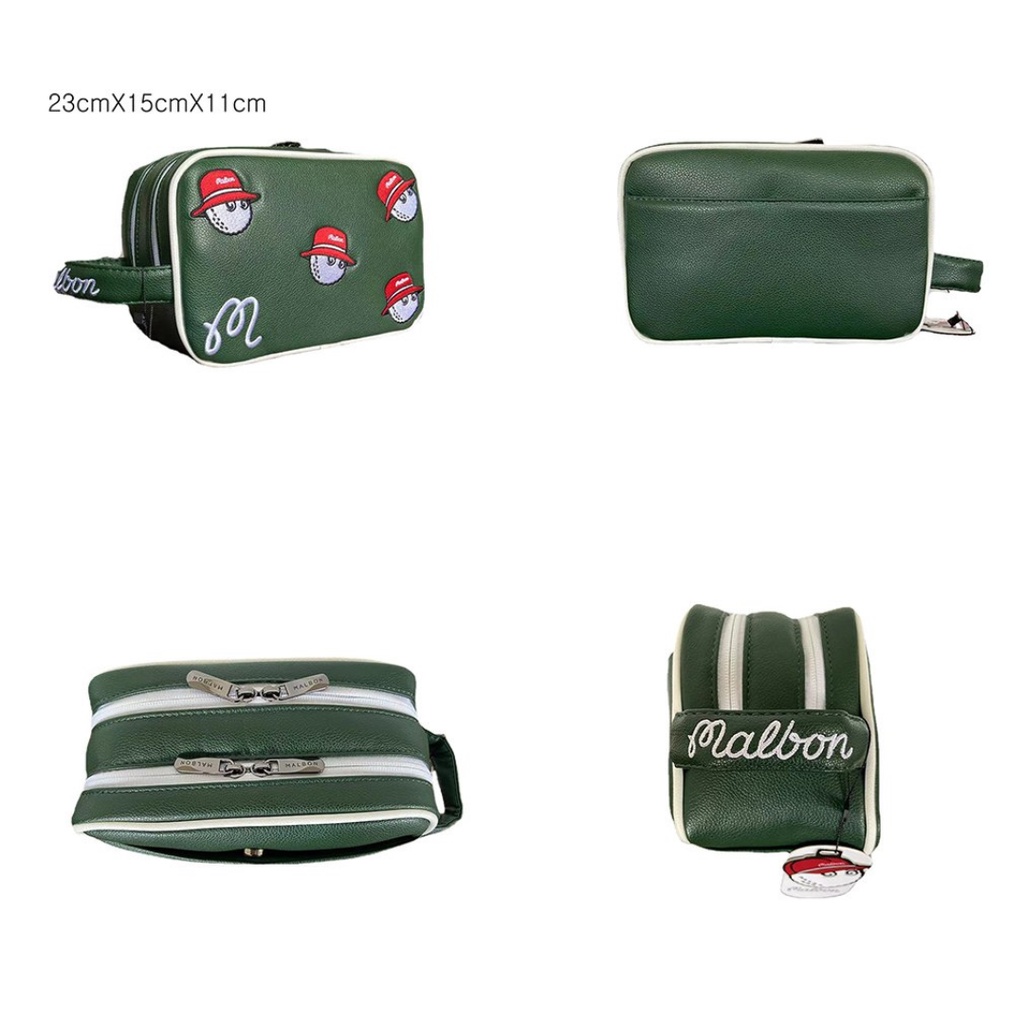 Túi Golf Da Cầm Tay Thêu Hình Khoá Kéo Kim Loại - Pouch Bag