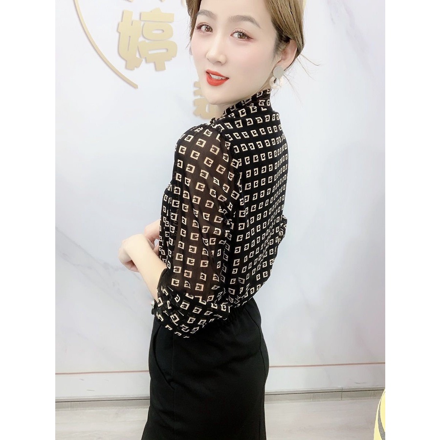 Plus Áo Sơ Mi Nữ Tay Dài Phong Cách Vintage Hàn Quốc