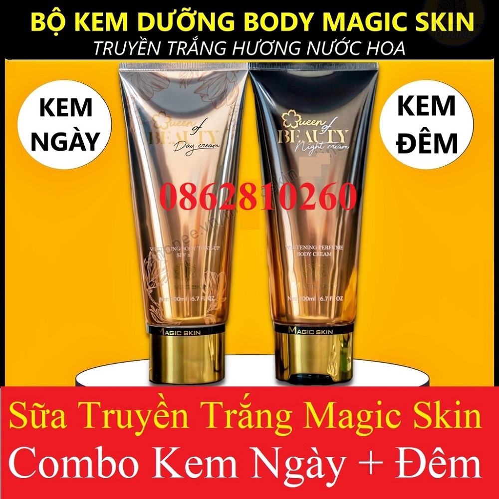 Bộ kem dưỡng da Body truyền trắng nước hoa Magic Skin Kem dưỡng ban ngày & đêm Queen beauty day & night cream magicskin