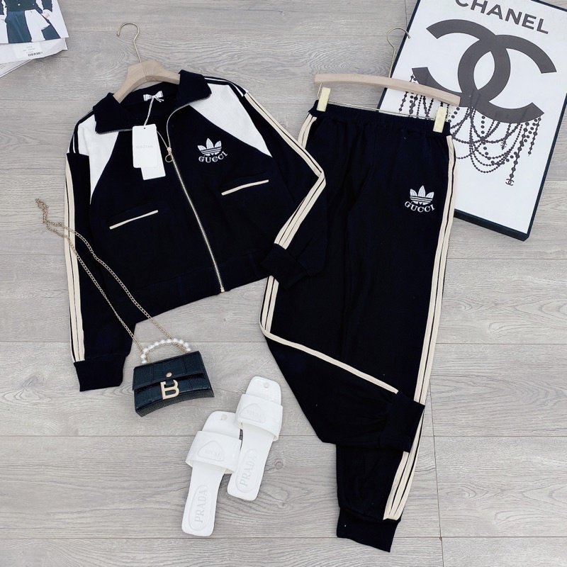 [ 𝐅𝐑𝐄𝐄 𝐒𝐇𝐈𝐏 ]  Set thể thao khoá phối màu viền sọc Add Vải len tăm dày đẹp, phối màu chuẩn mẫu