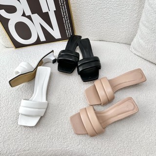 Dép Guốc Nữ YANKI Quai Ngang Da Mềm Êm Chân Đế Vuông 3cm - AN158(ĐEN)