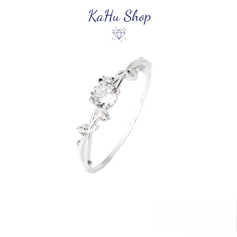 Nhẫn nữ bạc ta đính đá Kahu Shop - Nhẫn hoa lá cành bạc ta