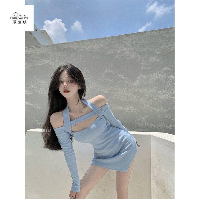 One Đầm Trễ Vai Dáng Ngắn Thời Trang Thu Đông Cho Nữ