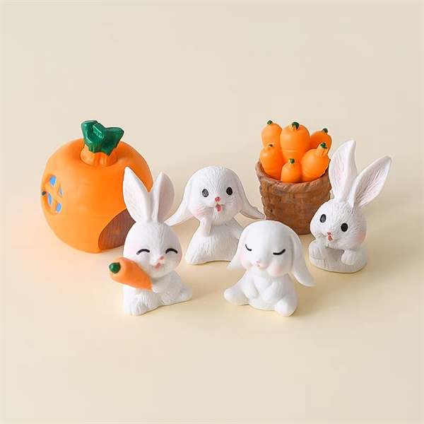Set trang trí 7 phụ kiện thỏ trắng + cà rốt