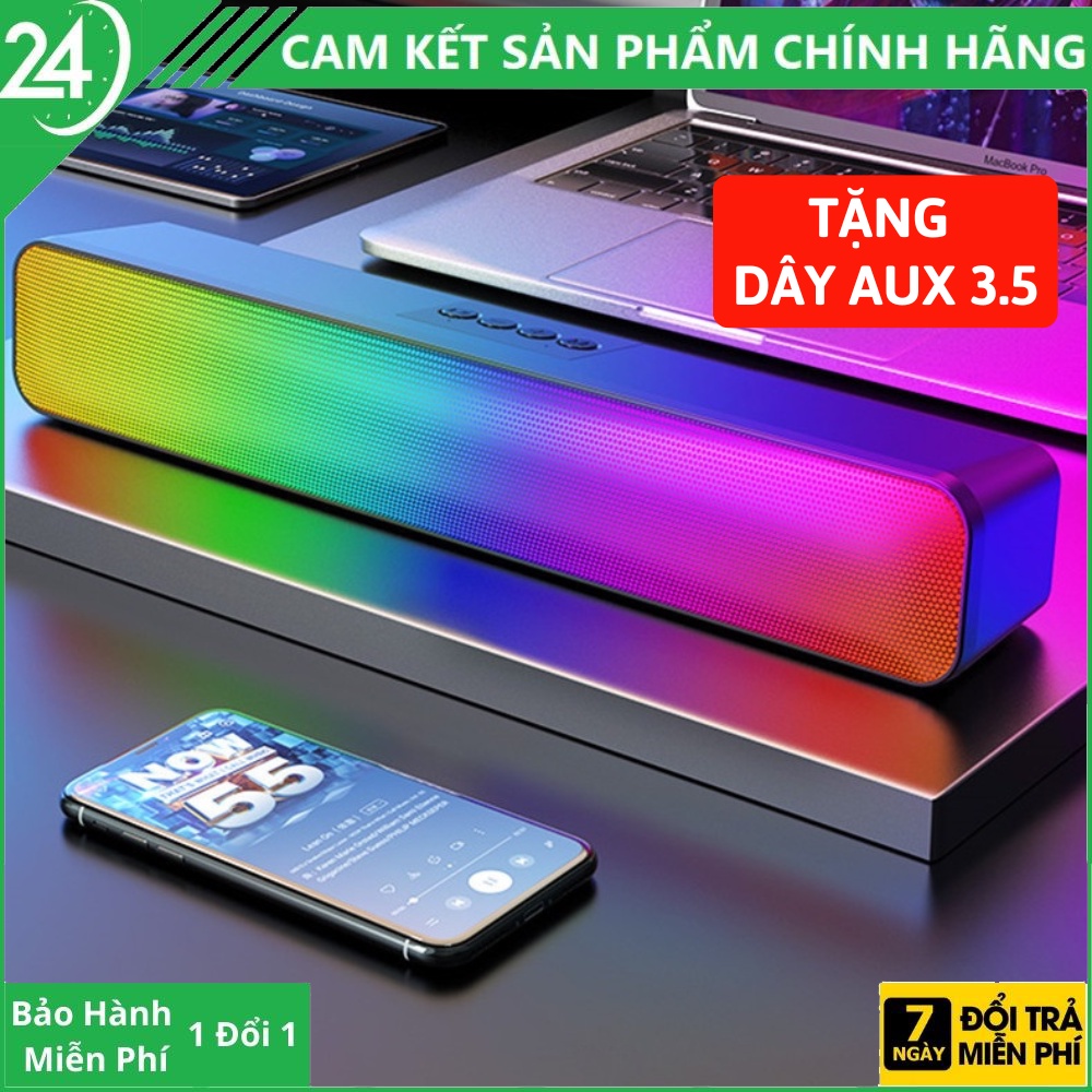 Loa Bluetooth Không Dây Soundbar RGB Âm Thanh Vòm 3D Phiên Bản Đặc Biệt Dùng Cho Máy Tính Vi Tính, Có LED, Tặng Dây AUX.