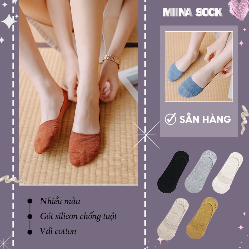 Tất lười nữ nửa bàn chân chống trơn trượt, vớ đi hài vải cotton thoáng khí bảo vệ chân - T020 - Miina Tất