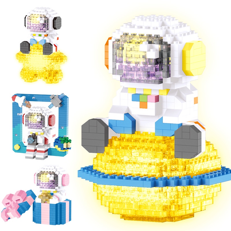 Mô Hình Lắp Ráp Động Vật Hoạt Hình MiNi, Đồ Chơi Trẻ Em Xếp Hình LEGO 3D Phi Hành Gia  Có Đèn Phát Sáng LED