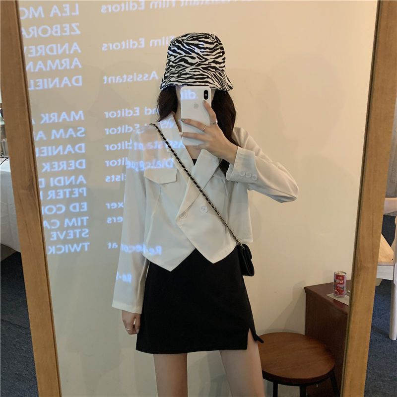 Áo Khoác Ngắn Dáng Rộng Phong Cách Hàn Quốc Thời Trang Cho Nữ croptop blazer