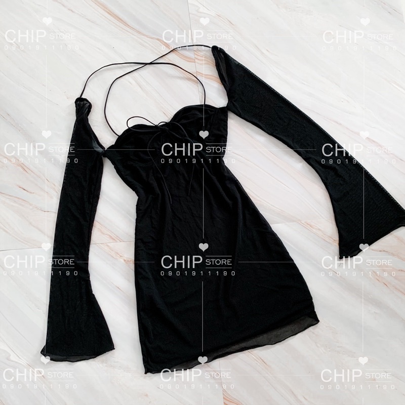 VÁY ÔM BODY PHỐI REN THẮT DÂY XUẤT ÂU XỊN SANG CHẢNH -