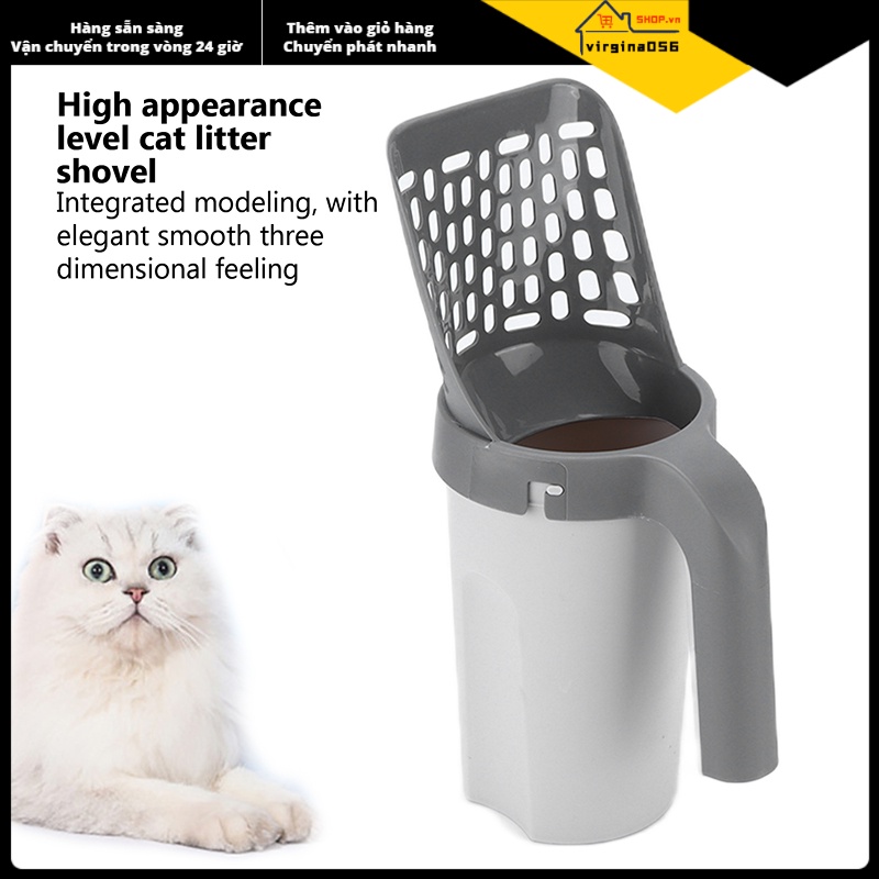 Có thể bán buôn Máy xúc cát cho mèo cầm tay Xẻng với hộp lưu trữ để làm sạch Virgina056 Hàng giao ngay