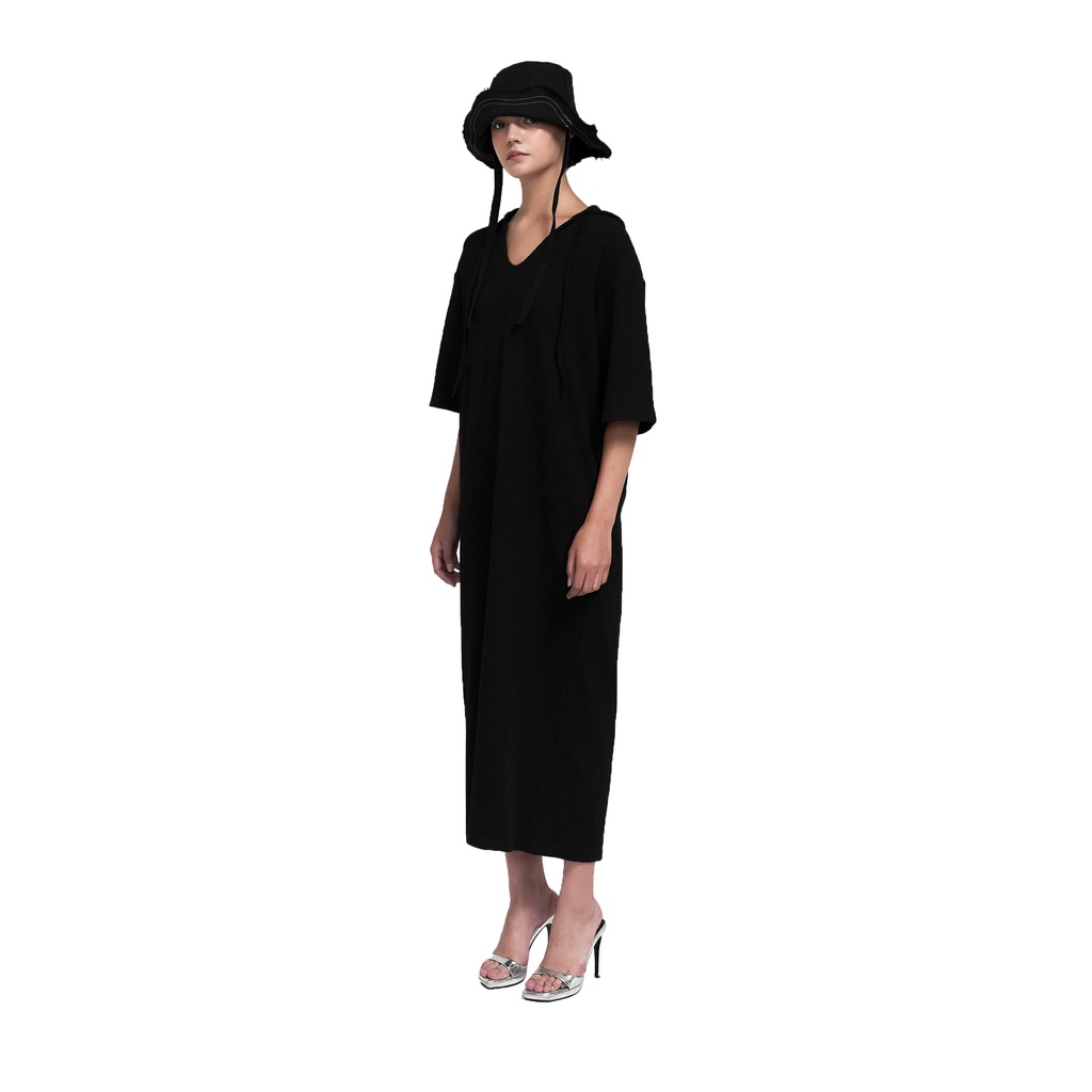 Đầm nữ dáng dài cổ V-neck, là min - HOODED MAXI DRESS