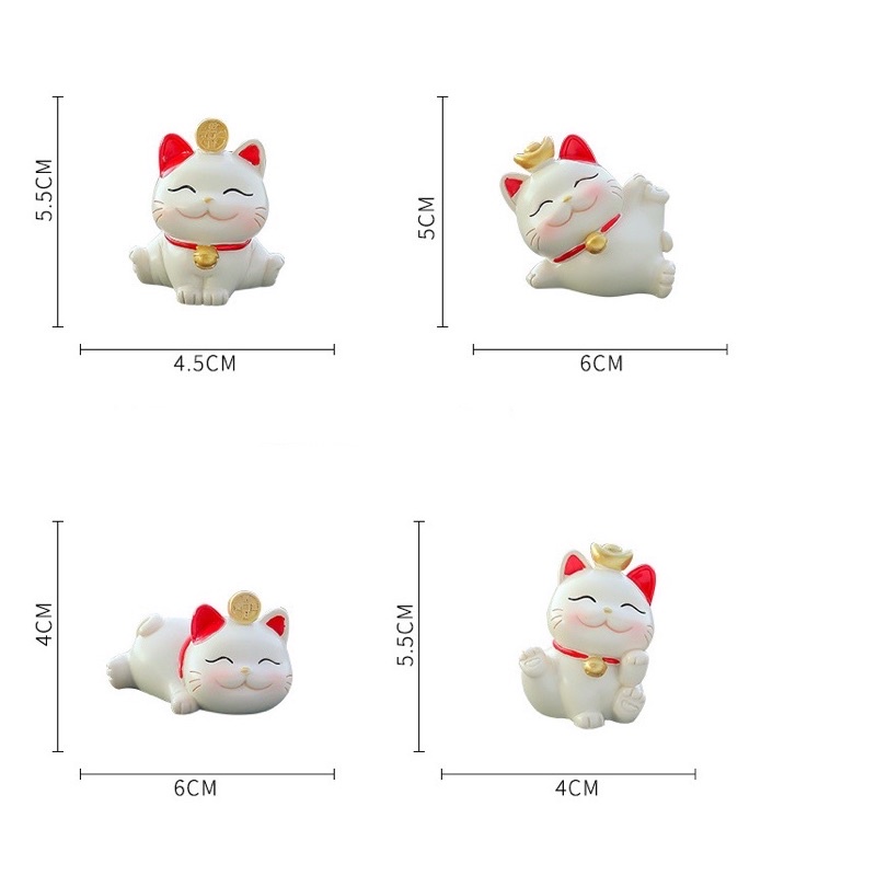 Set Mèo thần tài trang trí phòng khách lì xì