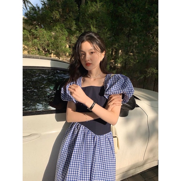 𝐌𝐀𝐑𝐈𝐒 𝐃𝐑𝐄𝐒𝐒 - Đầm caro tay bồng