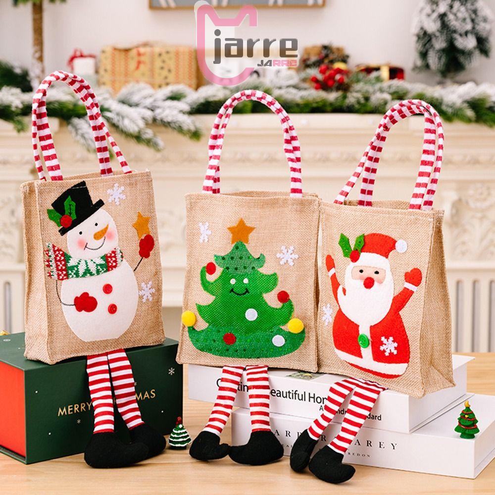 Túi Tote Đựng Quà Giáng Sinh / Năm Mới / Tiệc Giáng Sinh Bằng Vải Lanh Hình Búp Bê Chân Dài