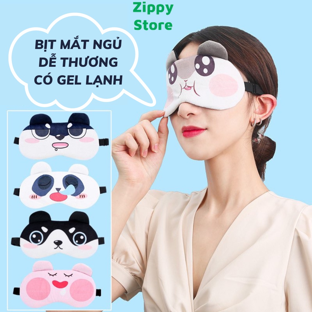 Bịt mắt ngủ có gel làm mát hình Anime dễ thương, Miếng che mắt ngủ chống mỏi mắt- kích thước 20x10cm