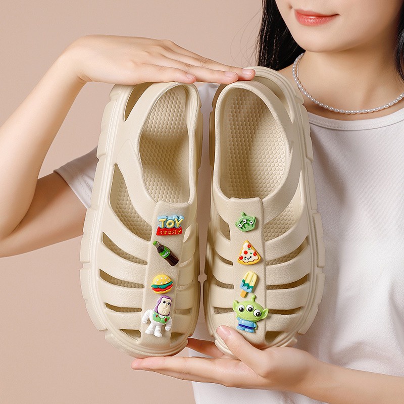Dép sandal nữ giày sục quai hậu nữ kiểu dáng basic unisex đế bánh mì cao 3 cm ulzzang giày dọ eva đi mưa-giày dép 97