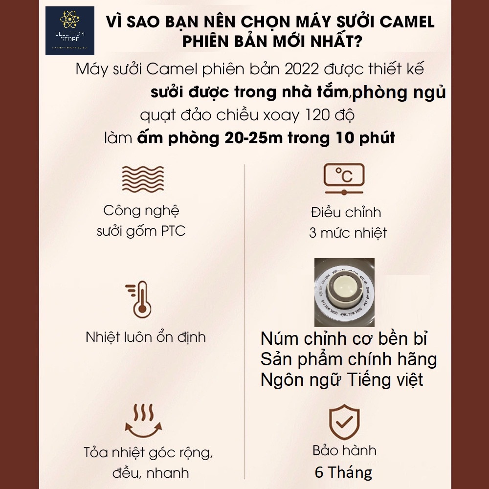 Quạt Sưởi, Máy Sưởi Gốm Ceramic hãng Camel Bảo hành 6 tháng