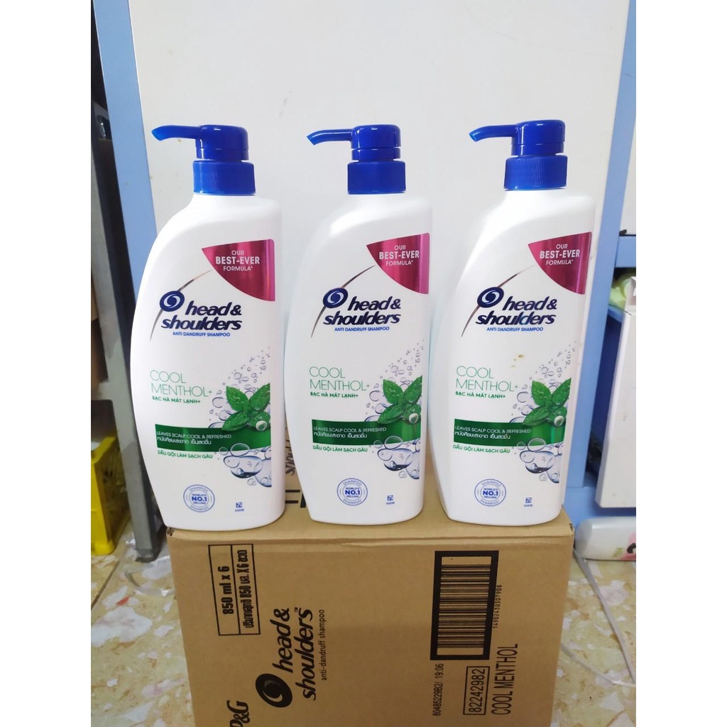 1 Thùng 6 Chai Dầu Gội Head & Shoulder 850ml Chính Hãng Thái Lan mát lạnh sảng khoái