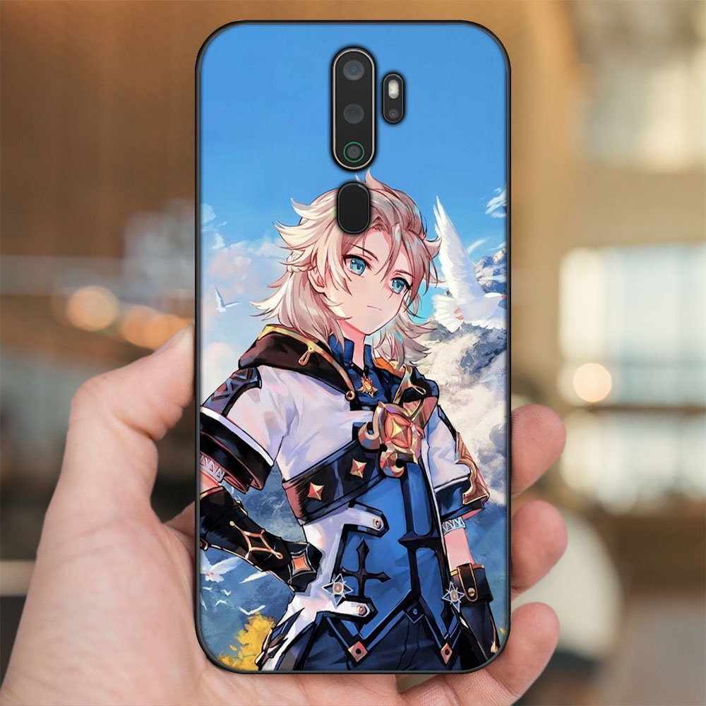 Ốp lưng Oppo A5 2020, A9 2020 viền đen in hình Albedo Genshin Impact