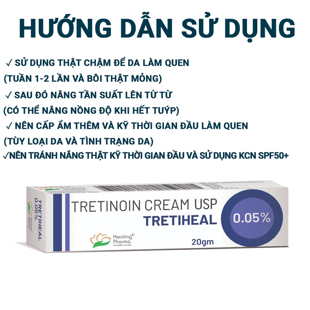 Tretinoin Tretiheal Cream Kem Giảm Mụn, Chống Lão Hóa 20g