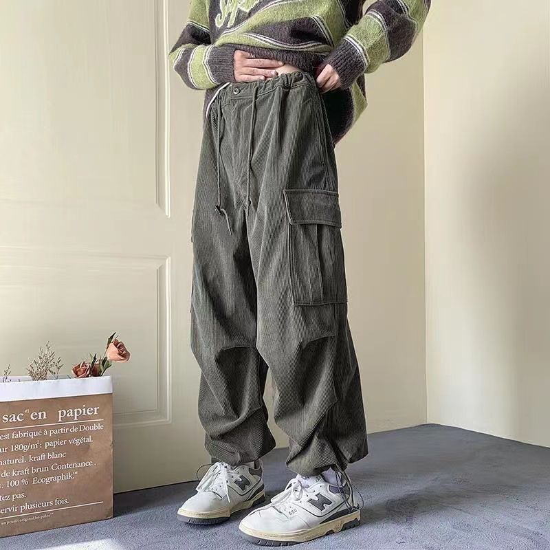 Quần Dài Ống Rộng Plus Size Phong Cách Đường Phố Nhật Bản Cá Tính Cho Nam
