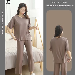 Bộ mặc nhà quần dài áo cộc COCOCOTTON 100% cotton CC17