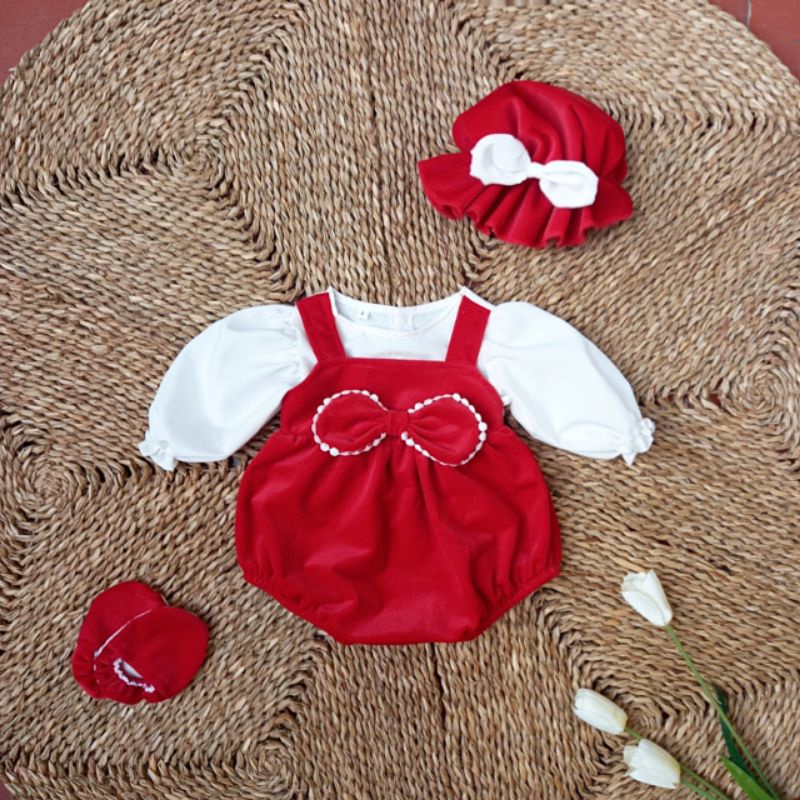 Body bé gái sơ sinh kèm mũ và giày