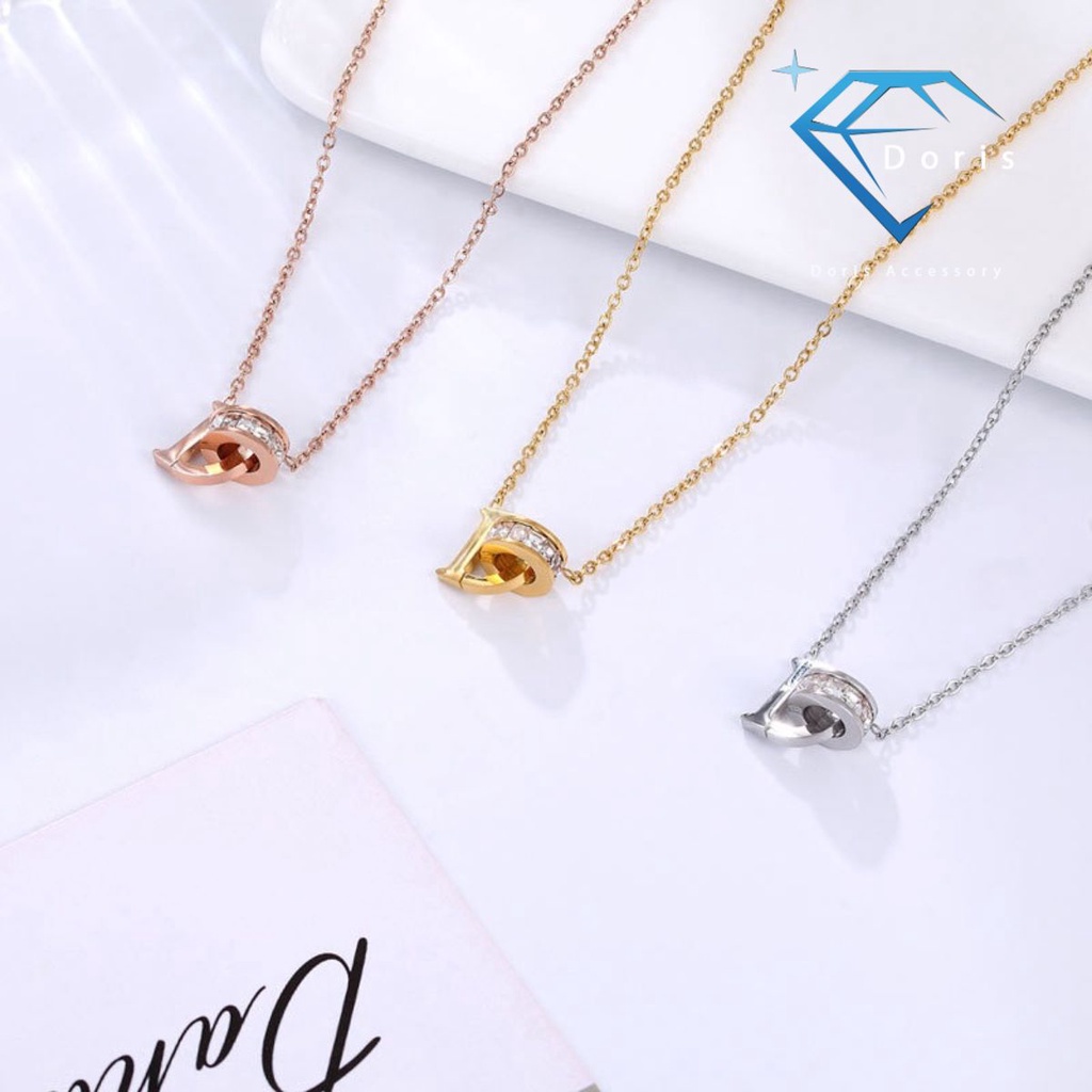 Dây chuyền nữ Doris titan lồng đá zircon Gold / Silver / Rose Gold TT2039 X7_305A
