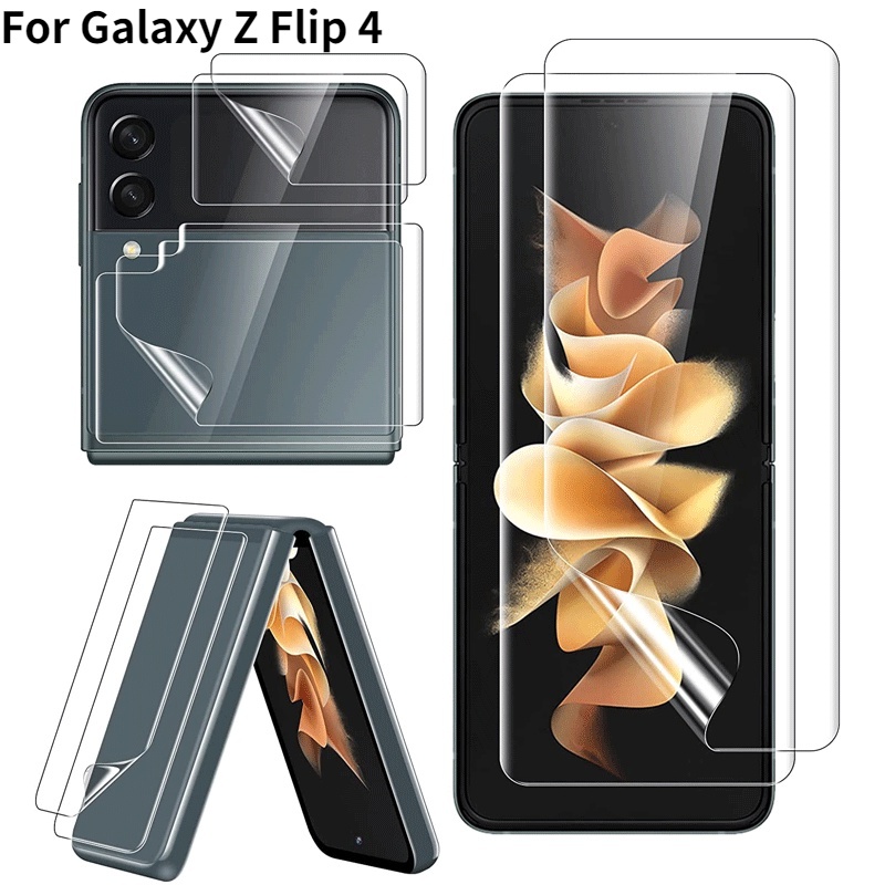 1 Bộ Phim Dán Bảo Vệ Màn Hình Trước Và Sau Trong Suốt Chống In Dấu Vân Tay Cho Galaxy Z Flip 4