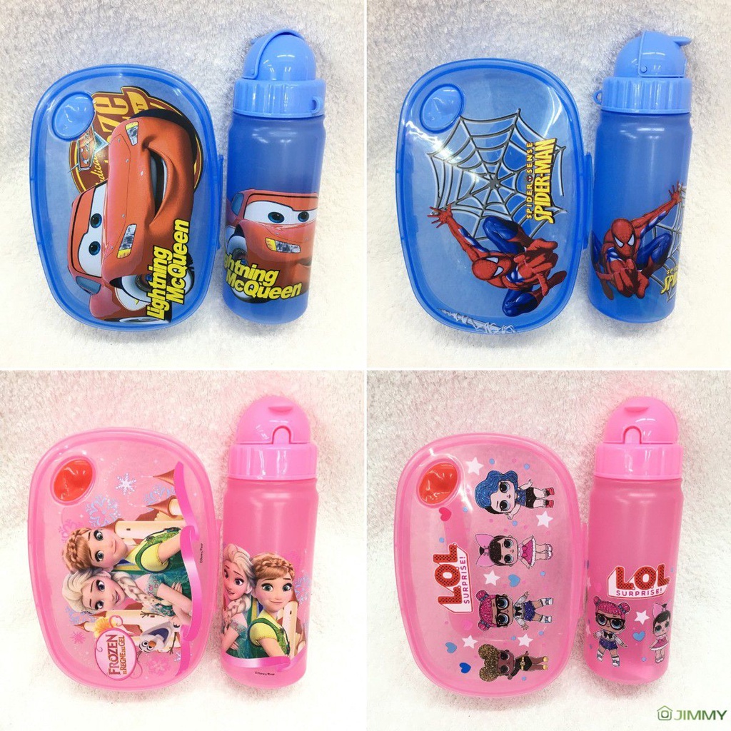 ღ Sinh Viên Bộ Hộp Đựng Cơm Trưa Với Bình Sữa Trẻ Em Hoạt Hình Nhân Vật Marvel Disney Hello Kitty Bộ Hộp Đựng Cơm Trưa Đảm Bảo Chất Lượng Bento hộp Nhựa 350Ml