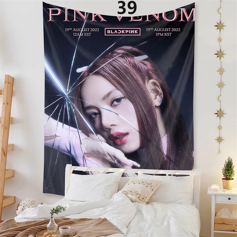 Thảm Polyester Treo Tường Trang Trí Phòng Ngủ / Ký Túc Xá In Hình Nhóm Nhạc BLACKPINK  Lisa